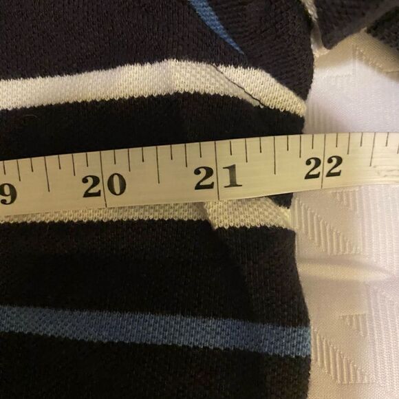 Lands End Navy White and Blue Striped Short Sleeve‎ Polo Sz L - Picture 5 of 10